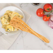 Load image into Gallery viewer, Eddingtons Italian Olive Wood Wide Pierced Spatula, 12.5in