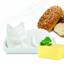 Load image into Gallery viewer, Porcelain Cat Butter Dish with Lid