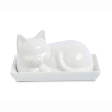Load image into Gallery viewer, Porcelain Cat Butter Dish with Lid