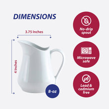 Load image into Gallery viewer, Porcelain Creamer Pitcher, 4, 8, 16 or 32 oz