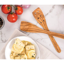 Load image into Gallery viewer, Eddingtons Italian Olive Wood Pierced Spatula, 12in