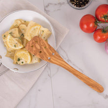 Load image into Gallery viewer, Eddingtons Italian Olive Wood Pierced Spatula, 12in