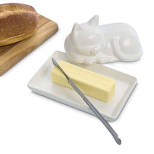 Load image into Gallery viewer, Porcelain Cat Butter Dish with Lid