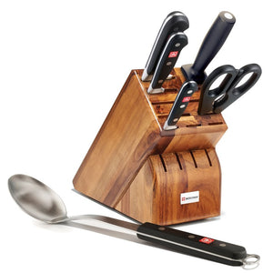 Wüsthof Classic 6-Piece 15-Slot Knife Set with Cook's Spoon-Acacia wood