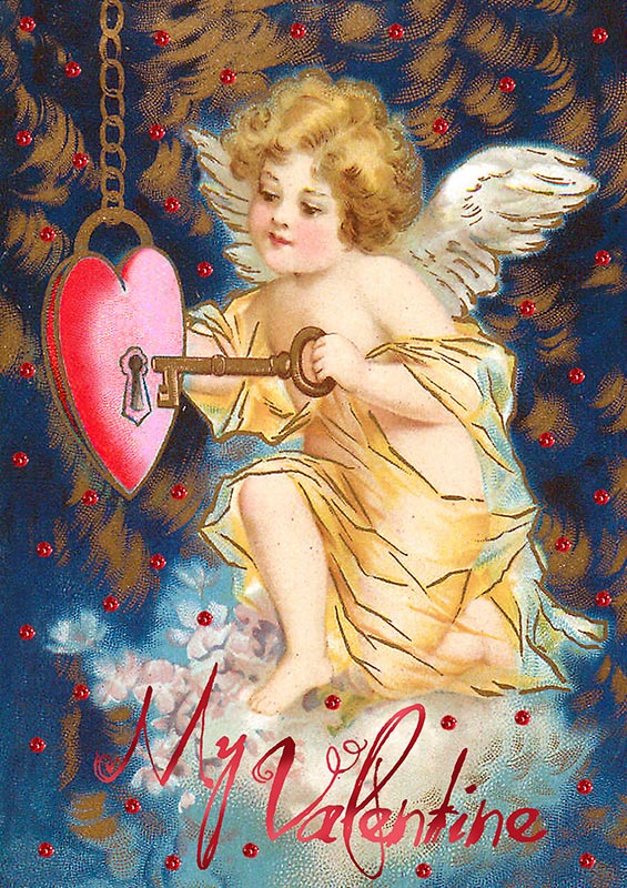 Valentine's Day Card- My Valentine-Angel and Key